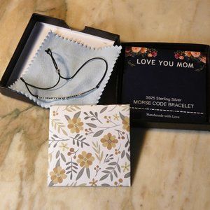 NWT NiB morse code message bracelet with gift box and card "LOVE YOU MOM"